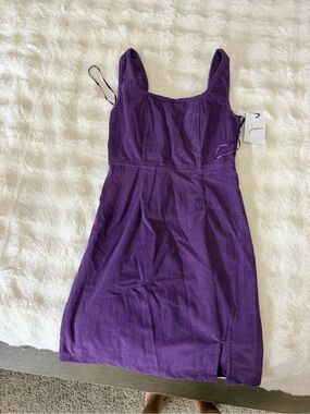 purple corduroy mini dress